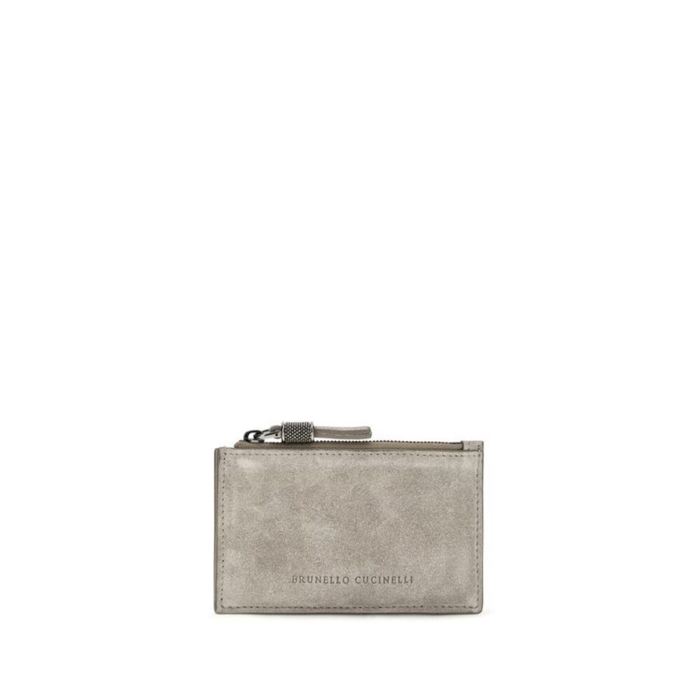 Brunello Cucinelli Gray Calf Leather Bos Taurus Women's Wallet